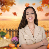 Aperturee - Floral Harvest Pumpkin Maple Leaf Autumn Backdrop